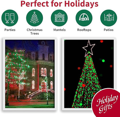 LAMPHOME 33ft Christmas Decorative Mini Lights, 100 LED Transparent Wire Fairy Starry String Lights Plug in, 16 Lighting Modes, for Indoor Outdoor Xmas Tree Wedding Party Decoration (Red+Green)