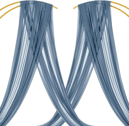 MLMC Dusty Blue Wedding Arch Draping Fabric 4 Panels 29" x 20 FT Extra Long Gauze Drapes Sheer Backdrop Curtains 6.6 Yards Outdoor Drapery Panels for Wedding Ceremony Party Ceiling Decoration