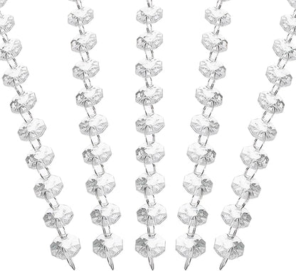 PATIKIL 14 mm Crystal Garland Strands, 32.8 Ft Acrylic Octagon Chandelier Bead Chains String for DIY Craft Wedding Party Home Decorative Jewelry Making, Clear