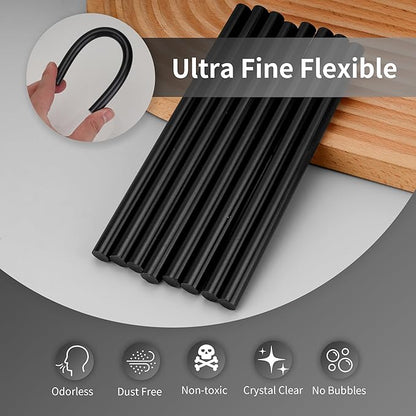 MATUFF Black Hot Glue Sticks Full Size 0.43” Dia x 8” Long, 20 pcs Hot melt Adhesive Glue Sticks, All-Purpose Glue Gun Sticks for DIY Black Crafting Arts and Wedding Cards, Stamp Sealing