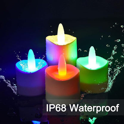 HL Flameless Candles with Remote Timer&Charging Station, 60+Hours Rechargeable Waterproof Outdoor RGB Tea Lights Colorful Candles for Valentine's Gift Halloween Christmas Home Party Decor-6pcs