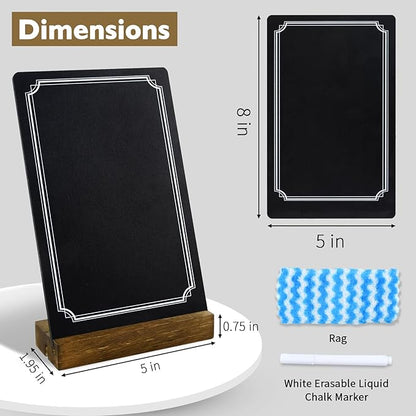 Small Chalkboard Sign with Stand, 8x5'' Table Top Double-Sided Mini Board With Wooden Base for Food Messages, Restaurant, Bar, Party, Store Decoration (1 Pack)