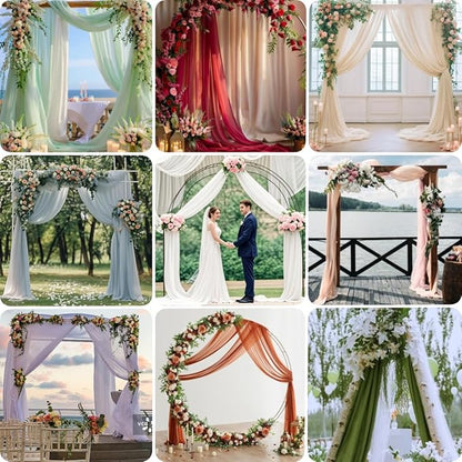White 2 Panels Wedding Arch Draping Fabric 29" x 20Ft Sheer Drapes Outdoor Curtain for Wedding Party Baby Bridal Shower Arch Ceiling Backdrop Decor