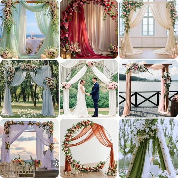 Fall Dusty Blue Wedding Arch Draping Fabric 1 Panel 29" × 20FT Sheer Drapes Outdoor Curtain for Wedding Ceremony Baby Bridal Shower Arch Ceiling Backdrop Decor