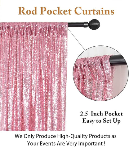 ShiDianYi Sequin Backdrop Fuchsia Pink 2 Panels 4FTx10FT Backdrop for Photograph Sequin Photo Backdrop for Birthday Sparkle Wedding Backdrop Glitter Backdrop Background