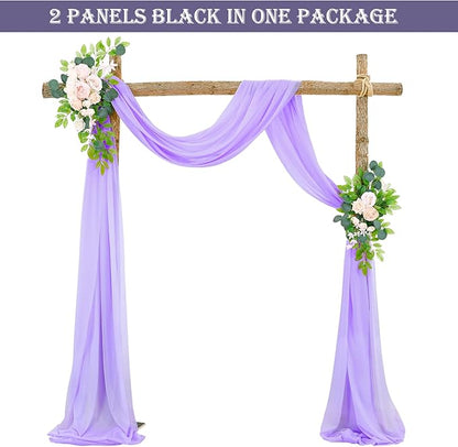 Lavender Wedding Arch Draping Fabric Purple Sheer Wedding Arch Drapes for Ceremony Bridal Party 19Ft Length x 28" Width 2 Panel