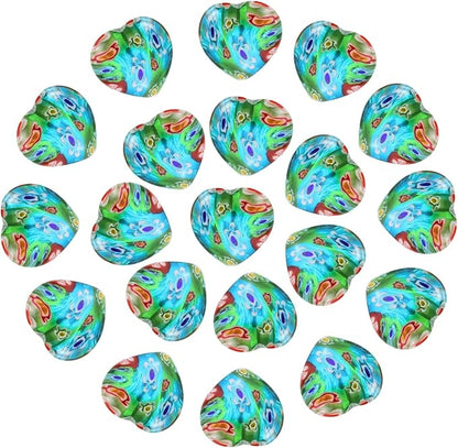 PATIKIL 20 Pcs Natural Heart Shaped Crystal Stone, 0.6 Inch Mini Polished Love Gemstone Crystal, Pocket Rock Engraved Worry Stones for Women Gifts Meditation, Rainbow Flower