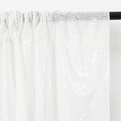 Eternal Beauty White Sequin Backdrop, 7x7 Ft Glitter Background Curtains for Christmas Shimmer Photography Party Wedding Birthday Back Drop Decor