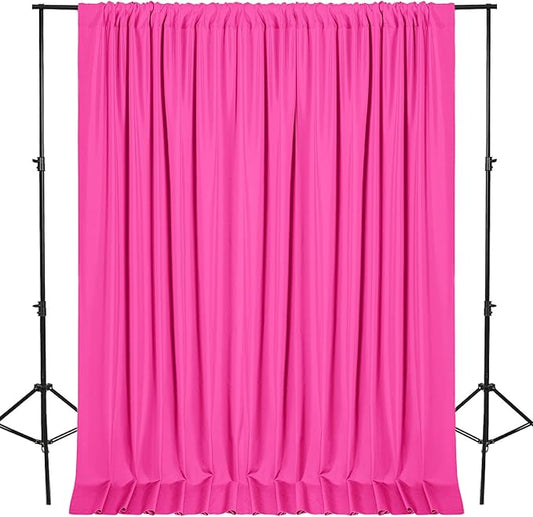 DWCN 10x8 FT Fuchsia Backdrop Curtains for Parties, Photography Backdrop Drapes with Rod Pockets for Wedding Decorations Stage Birthday Family Gatherings, 2 Panels 5ft x 8ft