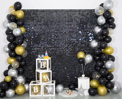 Kate Square Black Sequin Backdrop Panels for Party Decoration Glitter Sequin Panel (Pack of 12)