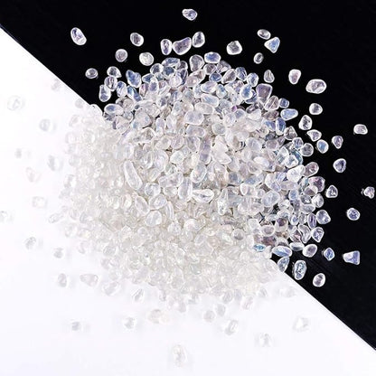 Hilitchi Glass Stones Rock Crystals Gemstones for Event Weddings Birthday Decoration Vase Fillers Table Scatter Party Table Decoration (White Rainbow Moonstone Aprox 1lb/455g/Bag)