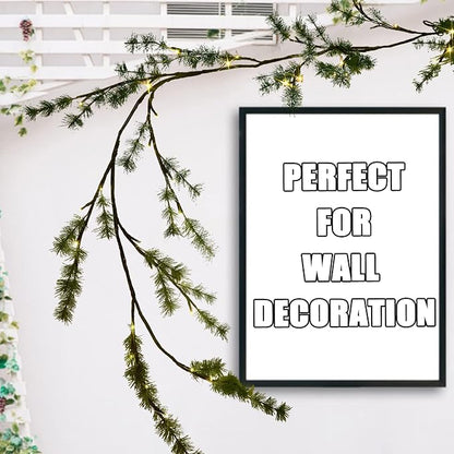 Fudios Lighted Christmas Pine Garland 6FT 48 Warm White LED Battery Operated with Timer for Mantle Fireplace Holiday Winter Decoration Indoor Outdoor Use