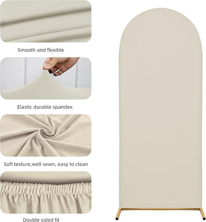 Wedding Arch Cover Spandex Arch Backdrop Cover (7.2FT,6.6FT,6FT) Set of 3 Arch Stand Covers Stretchy Backdrop for Birthday Party Decoration Baby Shower (Off-White)