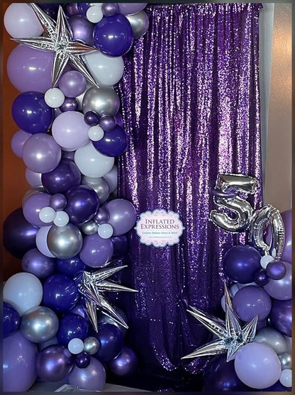 Poise3EHome Purple Sequin Backdrop Curtain,4 Panels 2FTx8FT Glitter Background for Halloween Party Birthday Wedding Christmas Thanksgiving Holiday Festival Decor