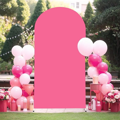 7.2FT Fuchsia Arch Backdrop Cover - Polyester Fitted Wedding Arch Stand Covers Round Top Chiara Arch Backdrop Cover for Birthday Party Banquet Photo Background Decoration
