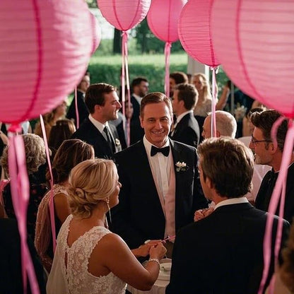Pink Paper Lanterns Decorative 10pcs Party Hanging Decorations for Bachelorette Wedding Birthday Baby Shower Graduation Anniversary Pink Themed Room Decor DIY Activities