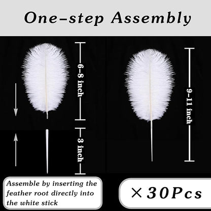 SOGUGOM Green Craft Ostrich Feathers - 30PCS 6-8 inch Mini Ostrich Feathers Kit for Kindergarten Crafts, Hats and Mardi Gras(Green)