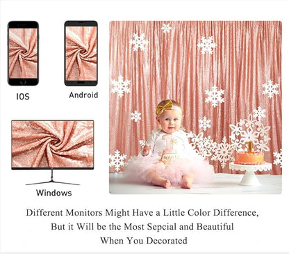 ShinyBeauty Sparkle Backdrop Curtain 2 Panels Set Sequin Photo Backdrop 2FTx8FT Sequin Backdrop Curtain Pack of 2-1220S (2FTx8FT 2Pack, Blush)