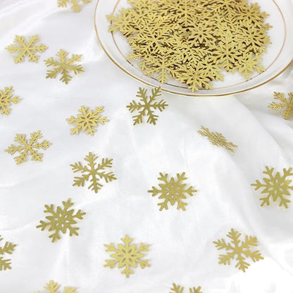 200PC Gold Foil Paper Snowflakes Confetti Christmas Party Table Decorations Snowflake For DIY Crafts For Winter Holiday Wedding Birthday Baby Shower Party Supplies