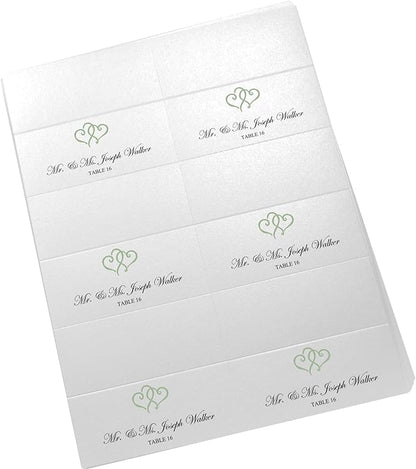 Linked Hearts Printable Place Cards, Sage (Choose Color), Set of 60 (10 Sheets), Laser & Inkjet Printers - Wedding, Party, Dinner, and Special Events - Made in the USA