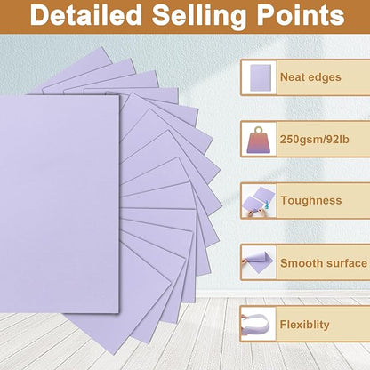 120 Sheets Purple Cardstock 8.5 x 11 Certificate Paper, 92lb Heavyweight Card stock Lavender Paper for DIY Card Making, Greeting Cards, Wedding Invitations, Graduations