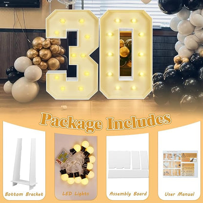 Marquee Light Up Numbers: 3FT Large Decorative Letters Signs for Party Decorations Baby Shower Birthday Wedding Engagement Anniversary, 3 Feet Tall Pre-Cut DIY Foamboard Number 7 - Easy to Assemble