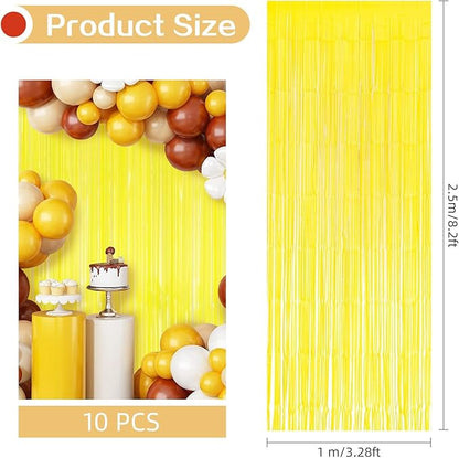 10 Pack Yellow Foil Curtain Backdrop 3.2ft x 8.2ft Macaron Tinsel Foil Fringe Curtains Streamer Photo Booth Backdrop for Birthday Party Baby Shower Engagement Wedding Holiday Decor (Macaron Yellow)