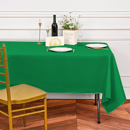 10 Pack Green Tablecloths for 6ft Rectangle Tables 60 x 102 Inch - Polyester Table Cover Stain and Wrinkle Resistant Washable Fabric Table Clothes for Wedding Party Banquet Reception Restaurant