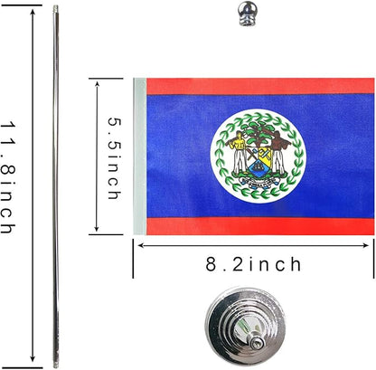 GentleGirl.USA Belize Table Flags,Stick Small Mini Belizeans Flag Office Desk Flag on Stand with Stand Base, International Festival Decoration,Belize Theme Party Decoration,Home Desk Decoration
