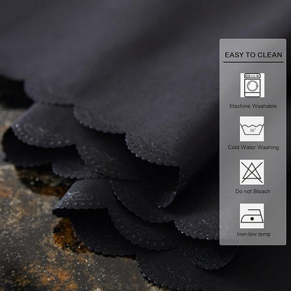 Oval Black Tablecloth 60 x 84 Inch Polyester Fabric Washable Table Cloth Decorative Solid Color Wrinkle Resistant Table Cover for Dining Party Wedding Camping