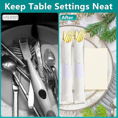 Paper Napkin Bands,Napkin Rings Self Adhesive,Silverware Wraps Bands(White,2000 pcs)