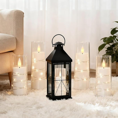 Raycare Flameless Candle with Remote Timer – 5 Flickering Acrylic Battery Operated LED Pillar Candles with Embedded Star String for Halloween, Home Decor, and as a Gift(White)