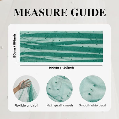 Artoid Mode Pearl Dark Green Gauze Table Runner 59x120 Inch , Seasonal Sheer Kitchen Dining Holiday Wedding Birthday Baby Shower Table Decor for Home Party