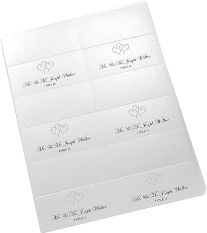 Linked Hearts Printable Place Cards, Silver (Choose Color), Set of 60 (10 Sheets), Laser & Inkjet Printers - Wedding, Party, Dinner, and Special Events - Made in the USA