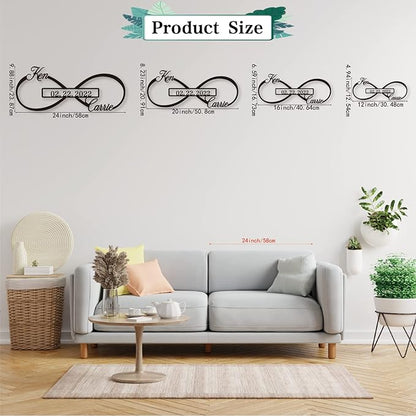 Personalized Infinity Symbol, Metal Love Sign, Love Sign Infinity Heart Sign Metal Wall Decor, Metal Wall Art Decor, Valentine'S Day Gift For Her, Personalized Anniversary Wedding Gift For Couple