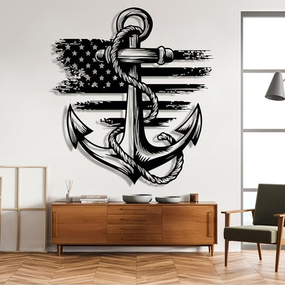 lunwall Metal Anchor Wall Decor, Anchor Metal Sign, Metal Anchor Decor, Anchor Metal Wall Art, Metal Nautical Wall Decor, Metal Wall Decor Coastal, Anchor Wall Decor (white, 39L x 36W / 100 x 91 cm)
