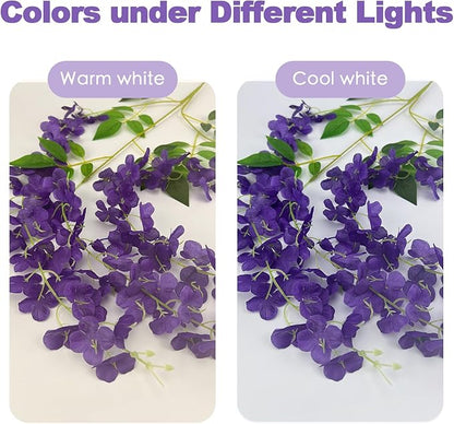24 Pcs of Wisteria Hanging Flowers, 3.75 Feet Fake Wisteria Flower Strings, Artificial Wisteria Flowers Hanging Garland for Backdrop, Wedding, Ceremony,Garden and Home Wall Decoration (Dark Purple)