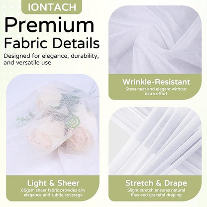 Wedding Arch Draping Fabric 29" x 19Ft Sheer Drapes for Backdrop Wedding Ceremony Reception Ceiling Decor Curtain Baby Bridal Shower Decoration (White, 2 Panels)