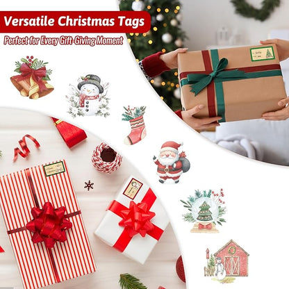 500 PCS Christmas Gift Tags Christmas Santa Claus Stickers Self Adhesive Vintage Christmas Tag Christmas Festival Holiday Decor（New）
