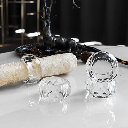 kitCom Crystal Napkin Ring Holders Set of 12, Luxury Crystal Napkin Holder Rings, Diamond-Shaped Design, Napkin Buckles for Holiday Decor, Wedding, Christmas, Dinner Table, Thanksgiving (Pack of 12)