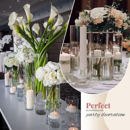 12Pack Glass Cylinder Vases for Centerpieces - 16 Inch Tall Flower Vase for Wedding Decorations, Floating Candle Holder Vase Bulk,Glass Hurricane Candle Holders for Table Shelf, Party, Home Decor
