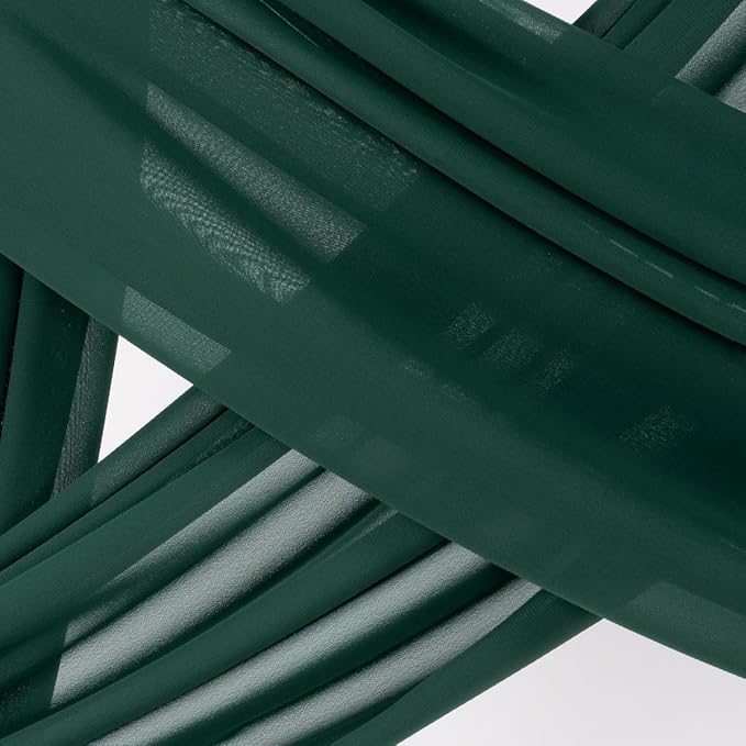 Socomi Wedding Arch Draping Fabric 3 Panels 29" x 19Ft Emerald Green Sheer Chiffon Curtain Drapes 6 Yards for Wedding Ceremony Birthday Party Decoration