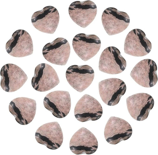 PATIKIL 20 Pcs Natural Heart Shaped Crystal Stone, 0.6 Inch Mini Polished Love Gemstone Crystal, Pocket Rock Engraved Worry Stones for Women Gifts Meditation, Pink Black