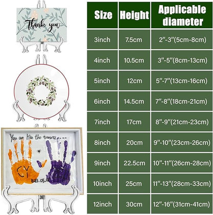 6 Pack 10 Inch Clear Plastic Easels or Stand/Plate Holders to Display Pictures or Other Items at Weddings, Plate Stands for Home Decoration, Birthdays, Tables