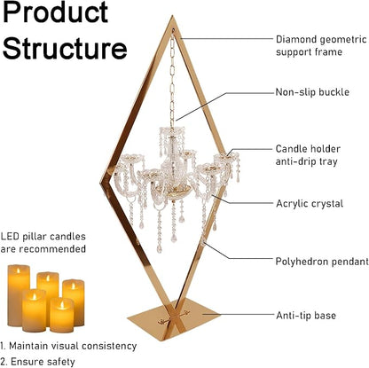 2PCS Elegant Metal Diamond Candle Holder - European Wedding Table Decor, Romantic Candle Stand for Western Dining, Perfect Wedding Prop & Home Decoration