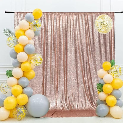 Eternal Beauty Rose Gold Sequin Backdrop, 20x10 Ft Glitter Background Curtains for Shimmer Photography Party Wedding Birthday Back Drop Decor