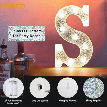 Pooqla Light Up Letters, LED Marquee Letters for Silver Birthday Decorations, Battery Powered Night Light Teenager Girl Room Decor, Gift for Girls Boys Wedding Bedroom Christmas Party Decor, Letter Y