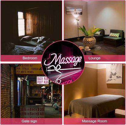 Massage Neon Sign For Wall Decor Led Light Up Sign Massage Parlors Foot Baths Beer Business Signage Spa Salon Beauty Room Wellness Center Room Decor Aesthetic Led Art Hanging Decorative