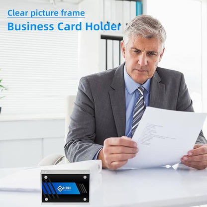 Acrylic Business Card Frame 2.5x3.5 Acrylic Picture Frame Clear Double Sided Frameless Magnetic Photo Frames Block Desktop Display Stand for Office Home Decoration 20mm Thick (5 Pack)