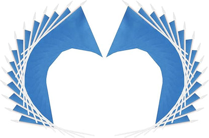 12 Pack Blue Pennant Flags Small Mini Hand Held Solid Color Pennant On Sticks Flags with 12.6"Solid Pole & Spear Top,Party Events Celebration,School,Grand Opening,Kids Birthday,Sports Clubs,Flower Pot